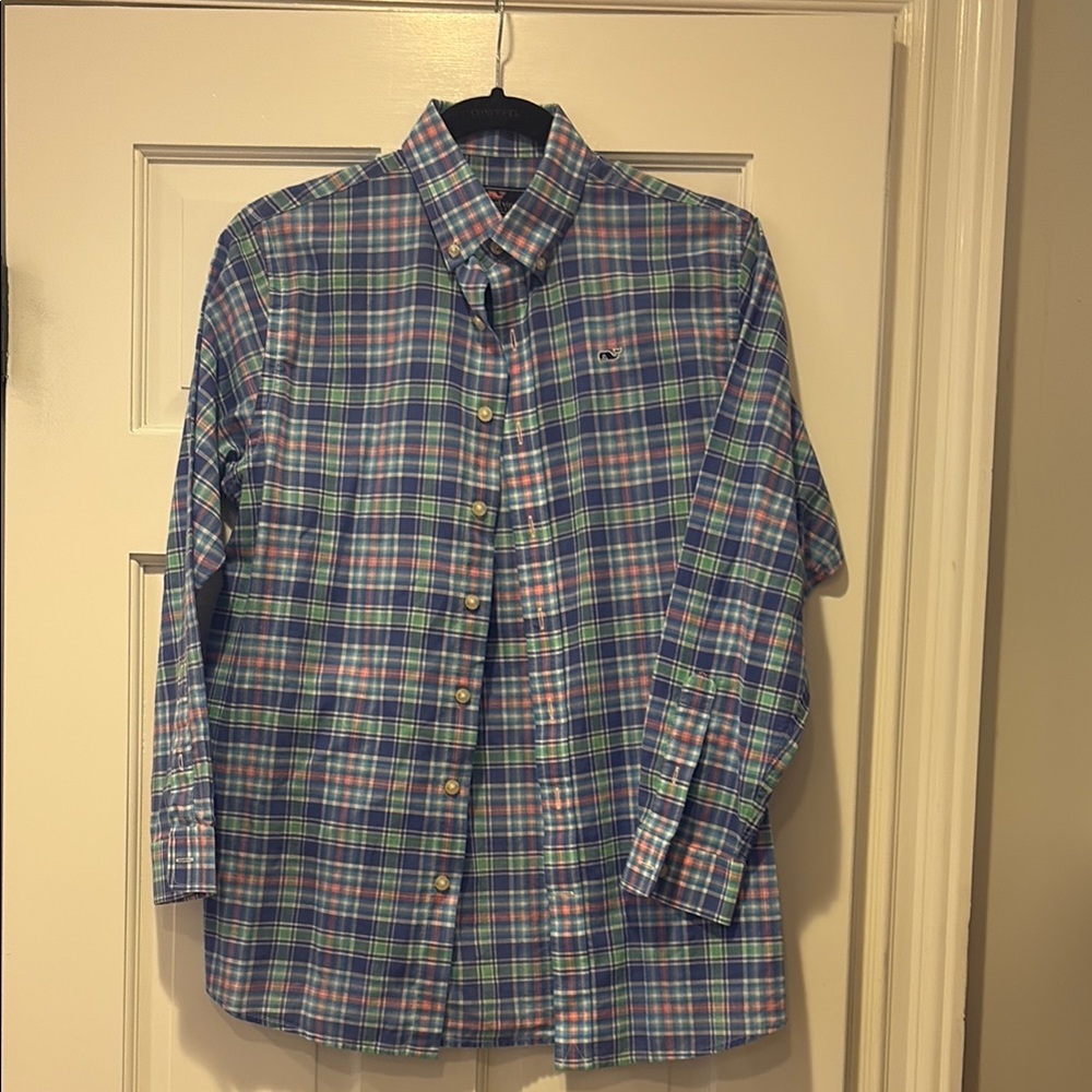 Vineyard Vines Blue and Green Button Down Shirt